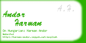 andor harman business card